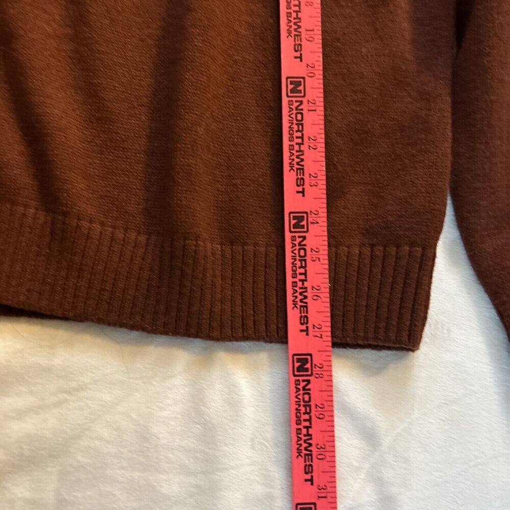 Wool Knit Sweater Aztec Brown Women's Sz M Mock Neck Quarter Button By Next - Picture 7 of 8